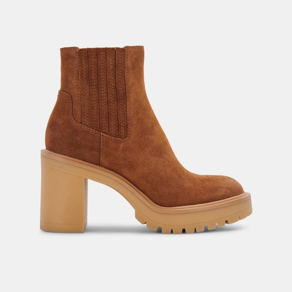 Dolce Vita Tan Suede Block Heel Chelsea Boots